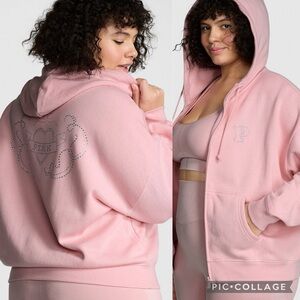 PINK IVY FLEECE CAMPUS FULL-ZIP HOODIE